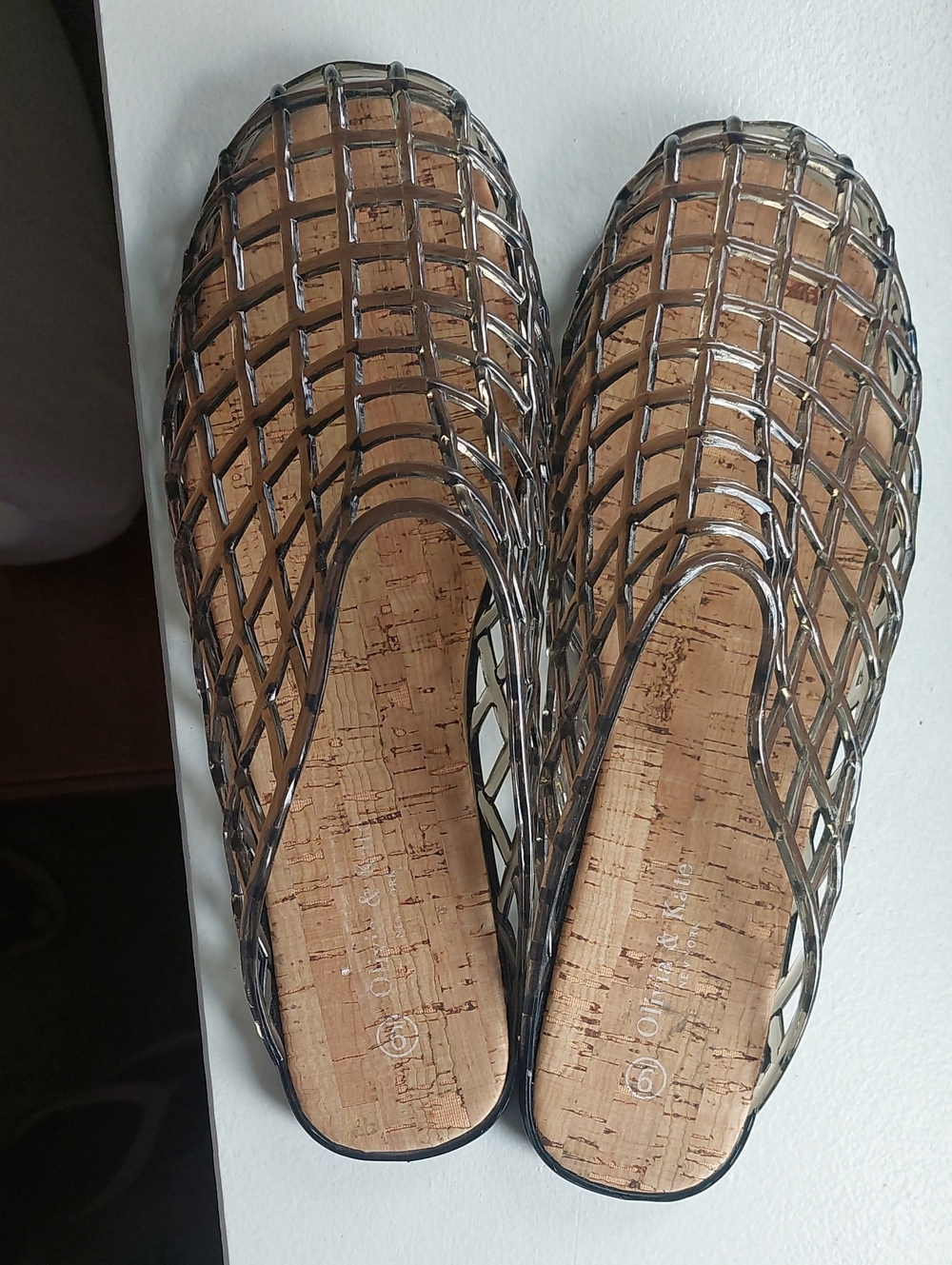 Clear Woven Slip-On Mules in Smoky Transparent